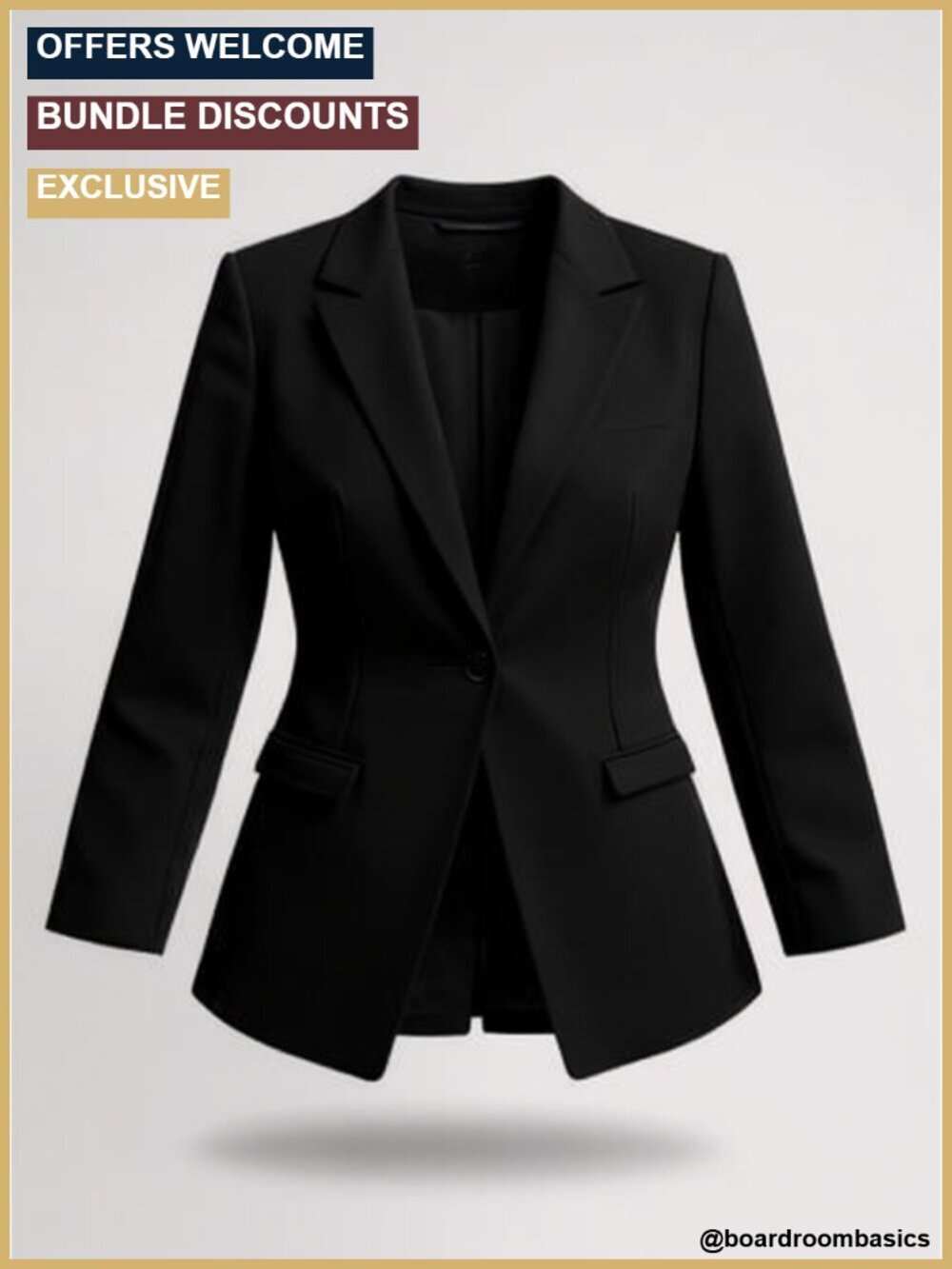 Womens Business Casual Fitted Blazer Collarless Split Hem Button Down Work Suit
